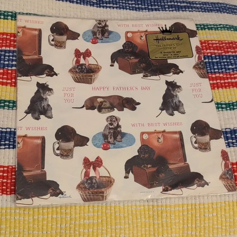 Hallmark vintage Father's Day dog‎ gift wrapping paper NIP